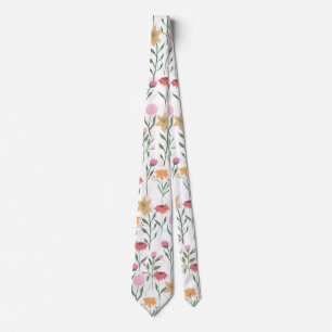 Colourful Wildflower Watercolor Design Tie