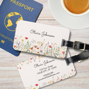 Colourful Wildflower Watercolor Summer Floral Luggage Tag