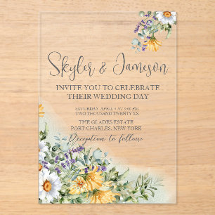 Colourful Wildflower Wedding Acrylic Invitations