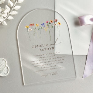 Colourful Wildflower Wedding Acrylic Invitations