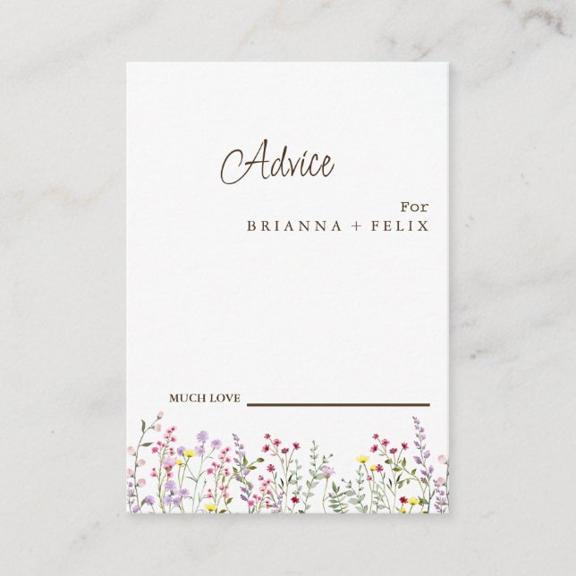 Colourful Wildflower Wedding Advice Card (Front)