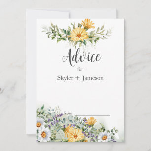 Colourful Wildflower Wedding Advice Card