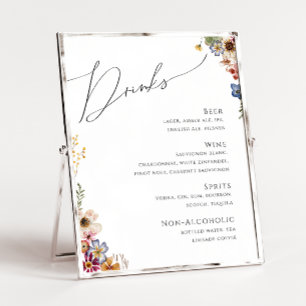 Colourful Wildflower   Wedding Drinks Menu Sign