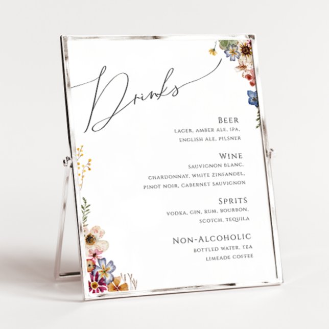 Colourful Wildflower | Wedding Drinks Menu Sign (Creator Uploaded)