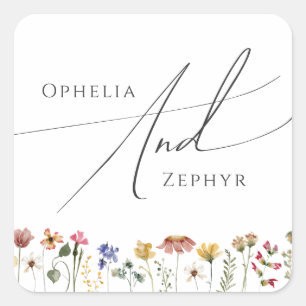 Colourful Wildflower   Wedding Envelope Seals