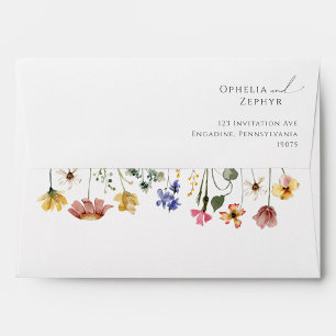 Colourful Wildflower   Wedding Invitation Envelope