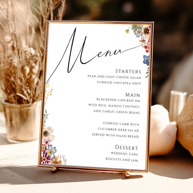 Colourful Wildflower | Wedding Menu Sign (Creator Uploaded)