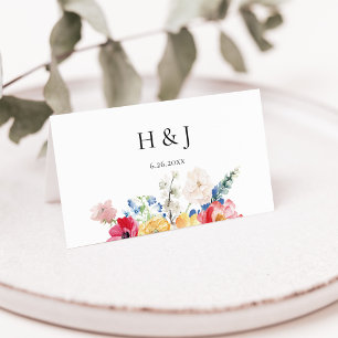 Colourful Wildflower Wedding Place Card