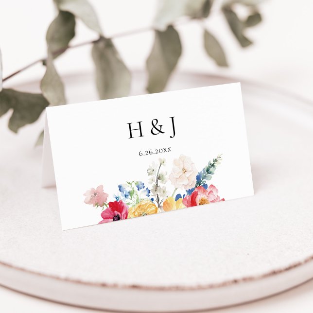 Colourful Wildflower Wedding  Place Card (Creator Uploaded)