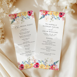 Colourful Wildflower Wedding Program