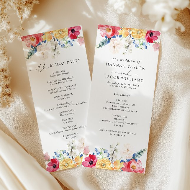 Colourful Wildflower Wedding Program (Creator Uploaded)