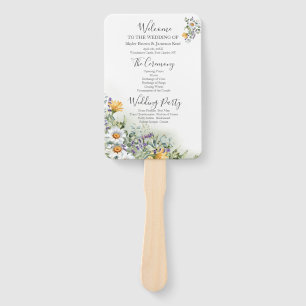Colourful Wildflower Wedding Program Hand Fan