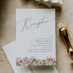 Colourful Wildflower   Wedding Reception Card