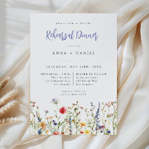 Colourful Wildflower Wedding Rehearsal Dinner Invitation