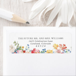 Colourful Wildflower Wedding Return Address Label