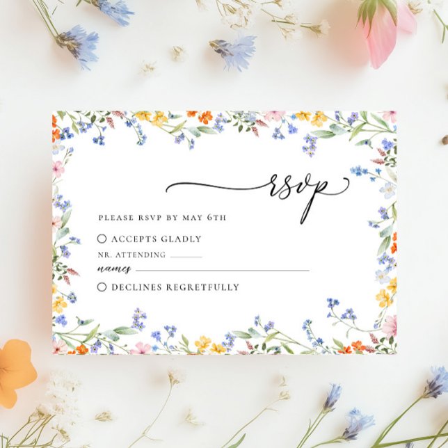 Colourful Wildflower Wedding RSVP Card (Creator Uploaded)