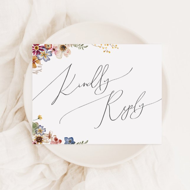 Colourful Wildflower | Wedding RSVP Postcard (Creator Uploaded)