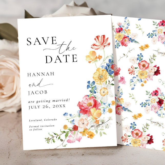 Colourful Wildflower Wedding Save The Date (Creator Uploaded)