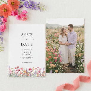 Colourful Wildflower Wedding Save The Date Card