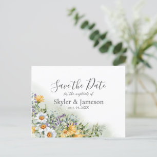 Colourful Wildflower Wedding Save the Date Postcard