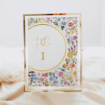 Colourful Wildflower Wedding Table Number<br><div class="desc">Colourful floral table number</div>