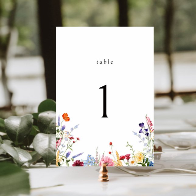 Colourful Wildflower Wedding  Table Number (Creator Uploaded)