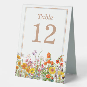 Colourful Wildflower Wedding Table Numbers