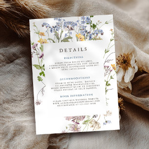 Colourful wildflower wedding templa Wedding Detail Enclosure Card
