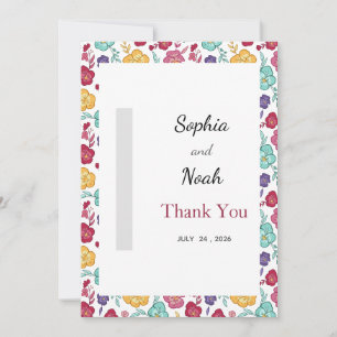 Colourful Wildflower Wedding Thank You Card