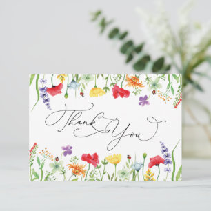 Colourful Wildflower Wedding Thank You Card