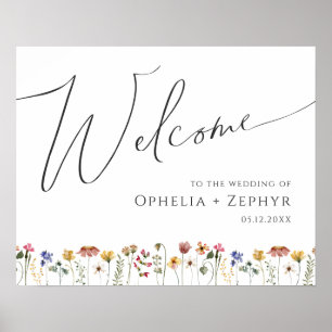 Colourful Wildflower   Wedding Welcome Sign