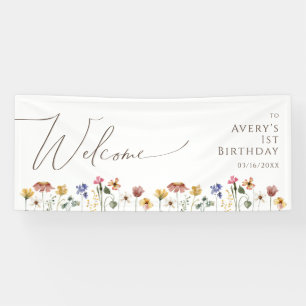 Colourful Wildflower Welcome Birthday Party Banner