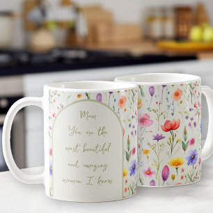Colourful Wildflower Whimsical Lettering Soft Gree Coffee Mug