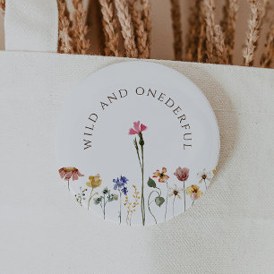 Colourful Wildflower Wild And Onederful Birthday 6 Cm Round Badge