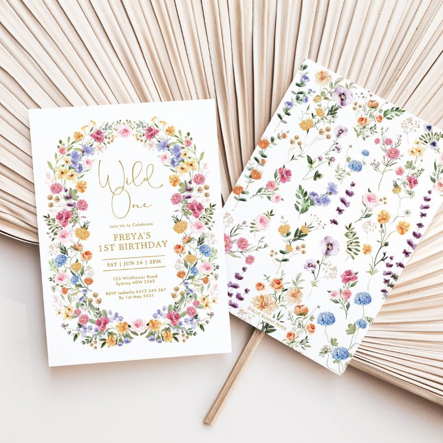 Colourful Wildflower Wild One 1st Birthday Party Invitation (Creator Uploaded)