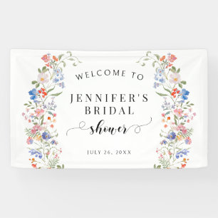 Colourful Wildflower Wreath Bridal Shower Welcome Banner