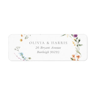 Colourful Wildflower Wreath Return Address Label