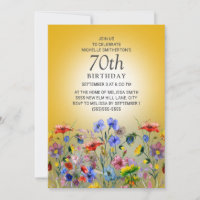 Colourful Wildflower Yellow Sunshine 70th Birthday