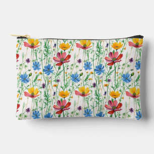 Colourful Wildflowers and Green Grass Accessory Pouch