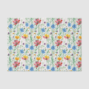 Colourful Wildflowers and Green Grass Tissue Paper