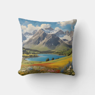 Colourful Wildflowers and Meadows at Springtime Cushion