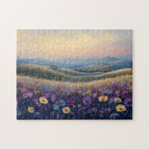 Colourful Wildflowers at Sunset Jigsaw Puzzle