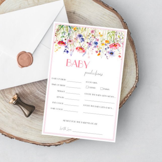 Colourful Wildflowers Baby Shower Predictions Game (Creator Uploaded)