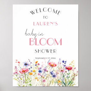 Colourful Wildflowers Baby Shower Welcome Sign