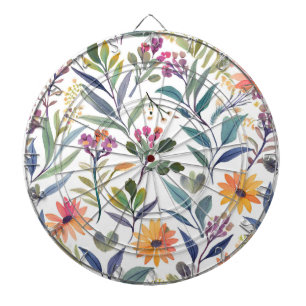 Colourful Wildflowers   Beautiful Floral Watercolo Dartboard
