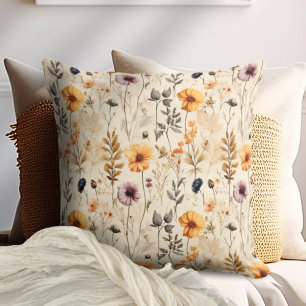 Colourful Wildflowers Boho Cushion