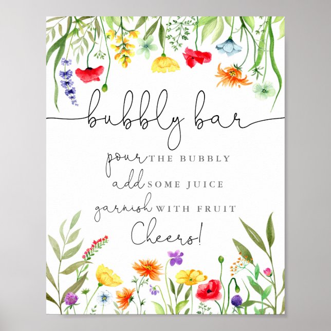 Colourful wildflowers Bubbly bar sign (Front)
