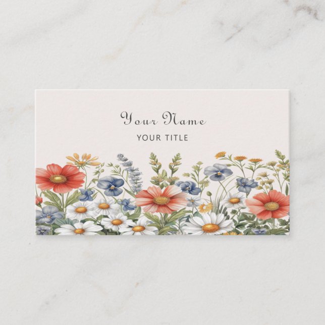Colourful Wildflowers Business Card (Front)