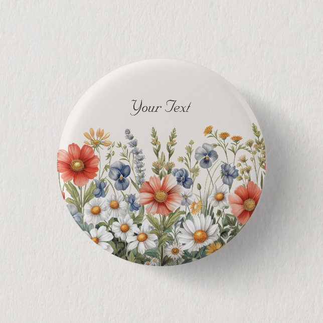 Colourful Wildflowers Button (Front)