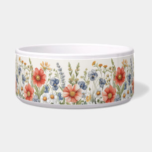 Colourful Wildflowers Ceramic Pet Bowl